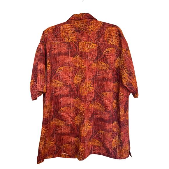 Van Heusen Men's Red + Orange Palm Frond Hawaiian Shirt Size XXL 2X - Picture 6 of 6